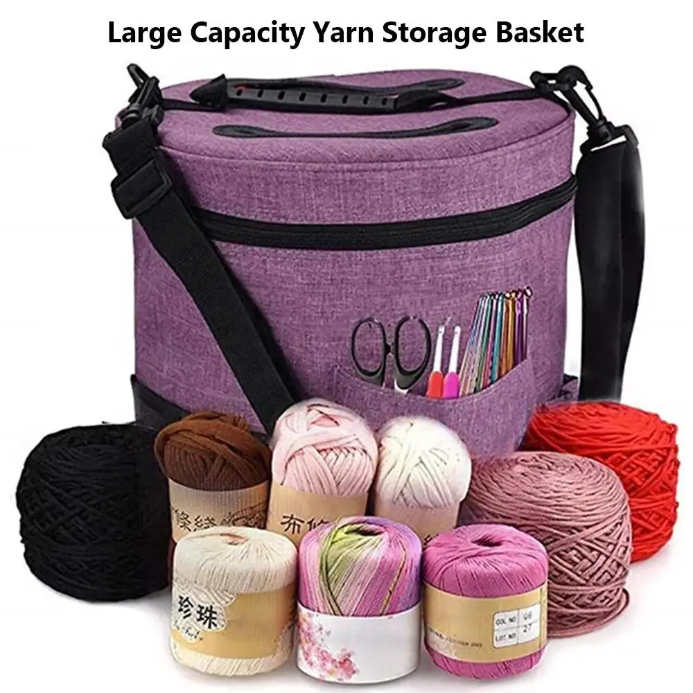 with Front Pocket Knitting Yarn Storage Bag Hooks and Needles Storage Portable DIY Hand Knitting Tool Bag Wool Ball Holder