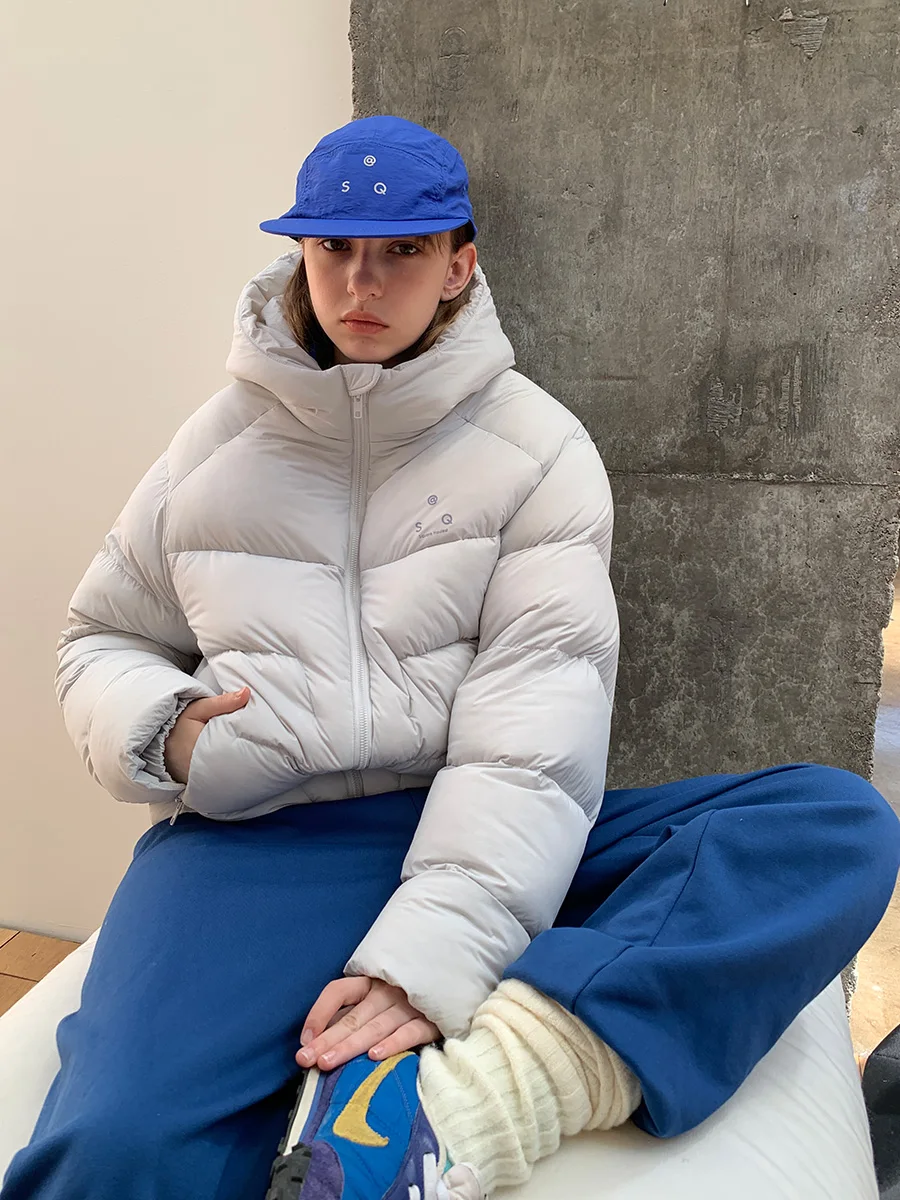 

Women's Thiened Winter Du down Jaet Warm Windproof Bread Sle Coat Square Houlest National Stand 90% White Du down