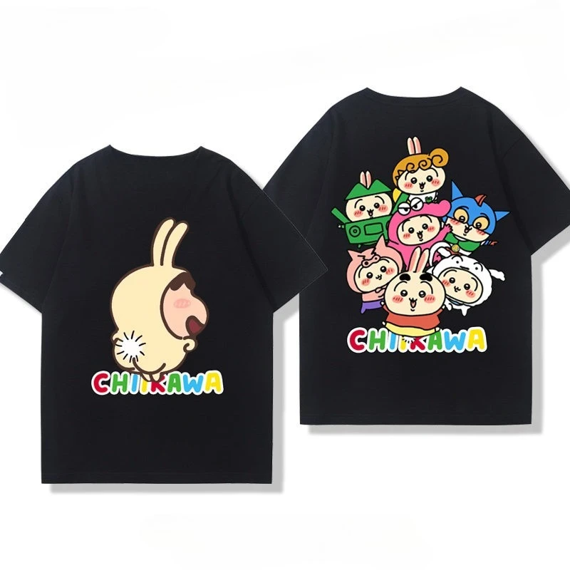 2026 Chiikawa Usaqi Co Branded Crayon Shin Chan Parent Child Pure Cotton T-shirt Comfortable, Breathable, High Quality Ins Y2k