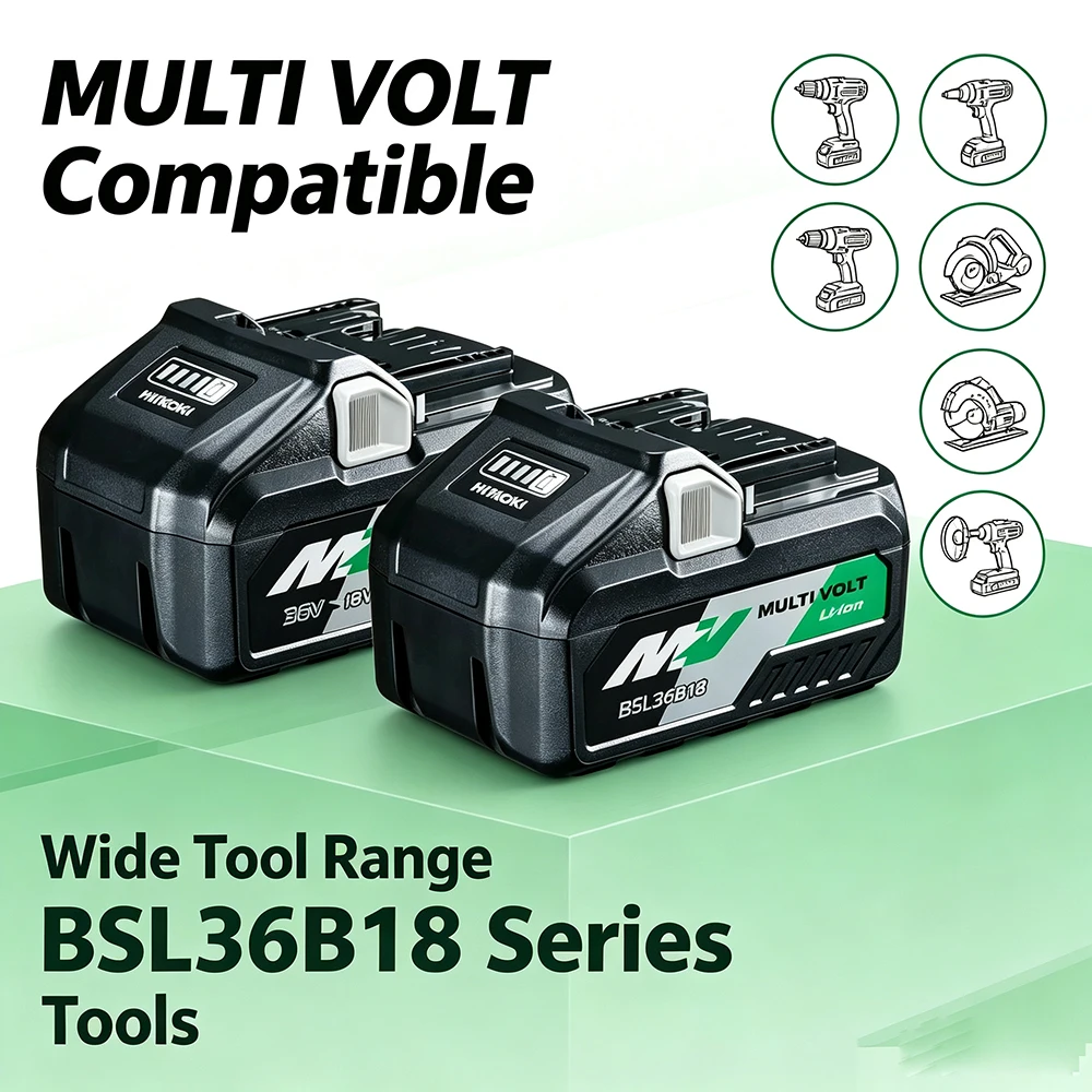 HiKOKI BSL36A18 5.0Ah Multi Volt Battery, Bundled with UC18YFSL Charger, Replacement Set for Hitachi HiKOKI 18V/36V MV Tools