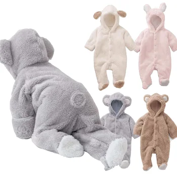Fleece Animal macacão para bebê, urso, coelho, ovelha, macacão recém-nascido, traje de Halloween, roupas infantis, menina, menino, outono, inverno, 0-12m