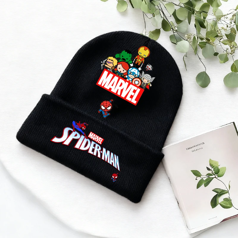 Spiderman Marvel Kids Knitted Hat Cute Anime Disney Movie Print Beanie Cap Headgear Outdoor Street Warm Knit Cap Game Party Gift