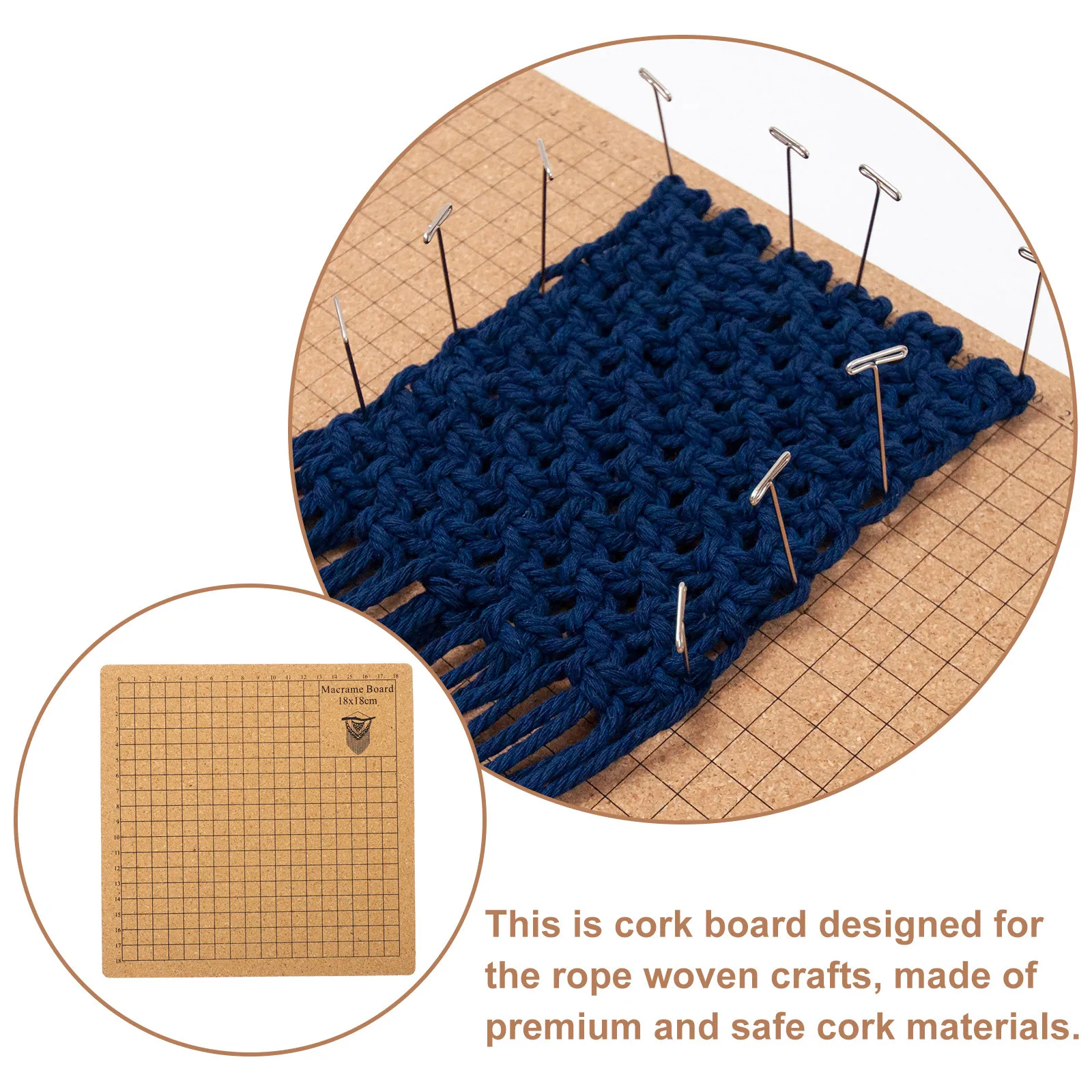 

1Set Macrame Board and Pin Set Fine Workmanship Cork Board for Rope Woven Crafts Ideal Gift for Knotting Lovers