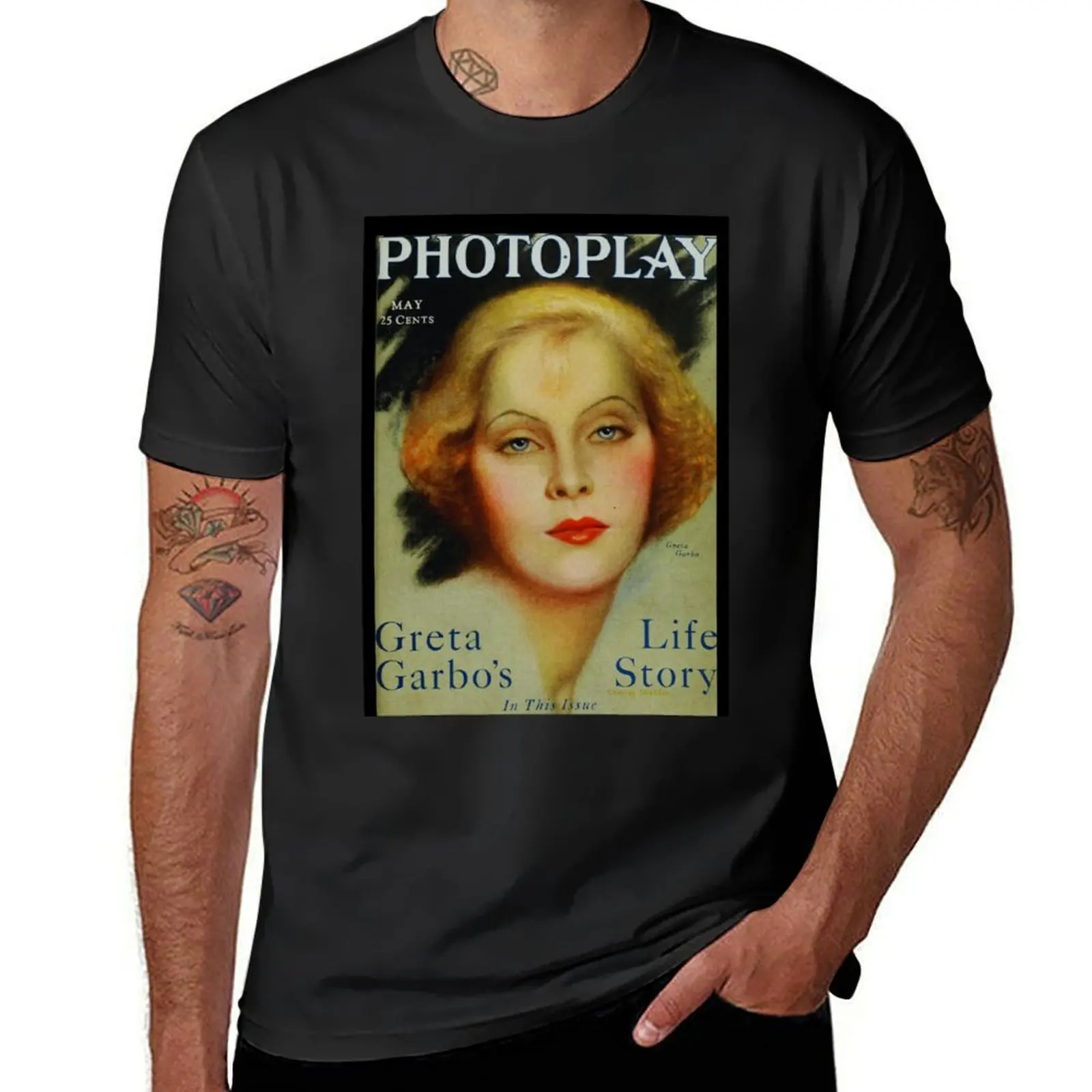 

Greta Garbo - Vintage Magazine Cover - Movies T-Shirt graphics tees mens t shirts