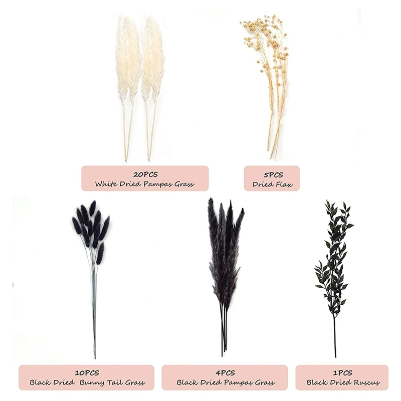 Pampas Grass, Charm Pampas Grass Decor For Room, Office, Party And Other Space (Black And White)