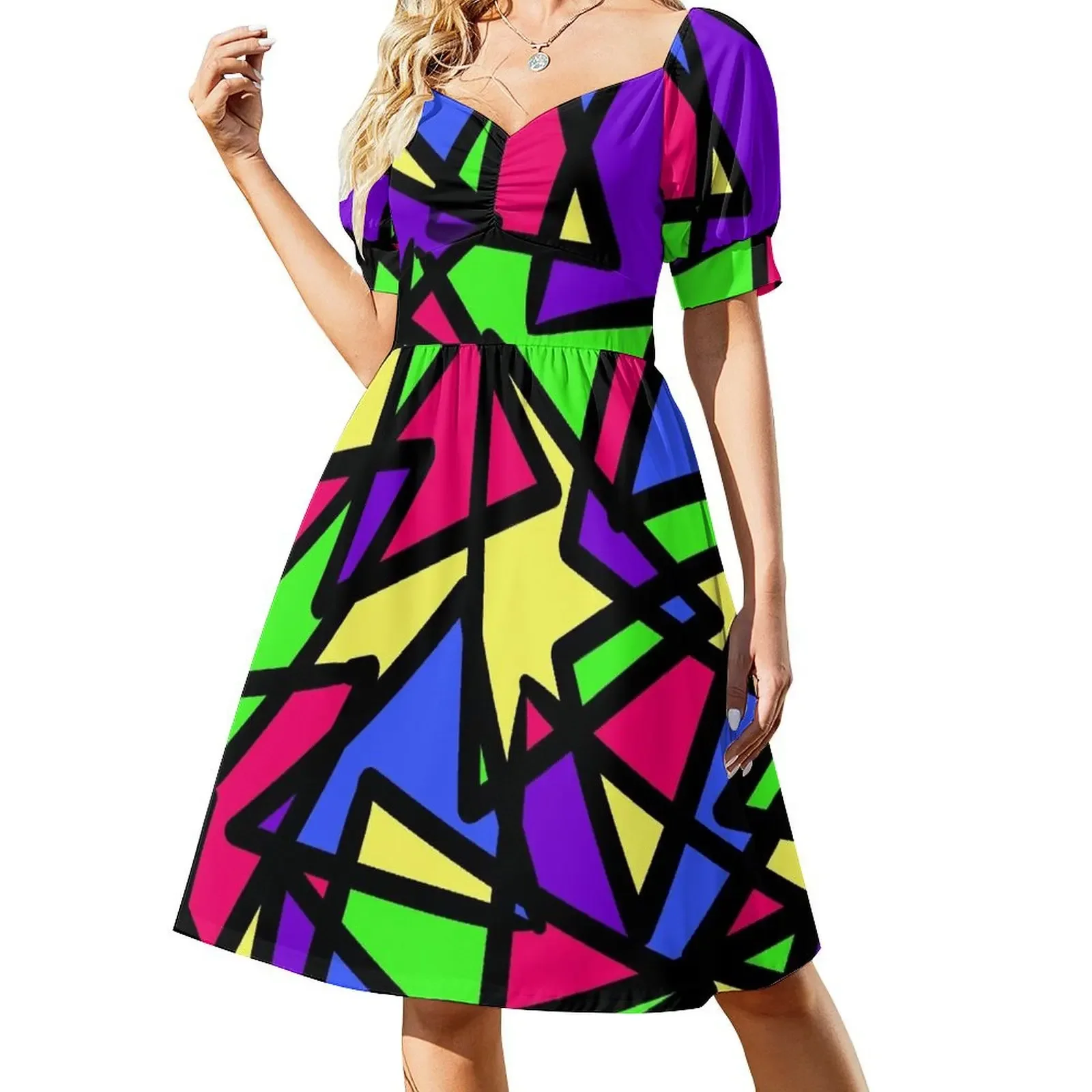 Multicolor Mod Triangle Abstract Geographic Pattern Sleeveless Dress summer women's dress 2025 Bridesmaid dress woman