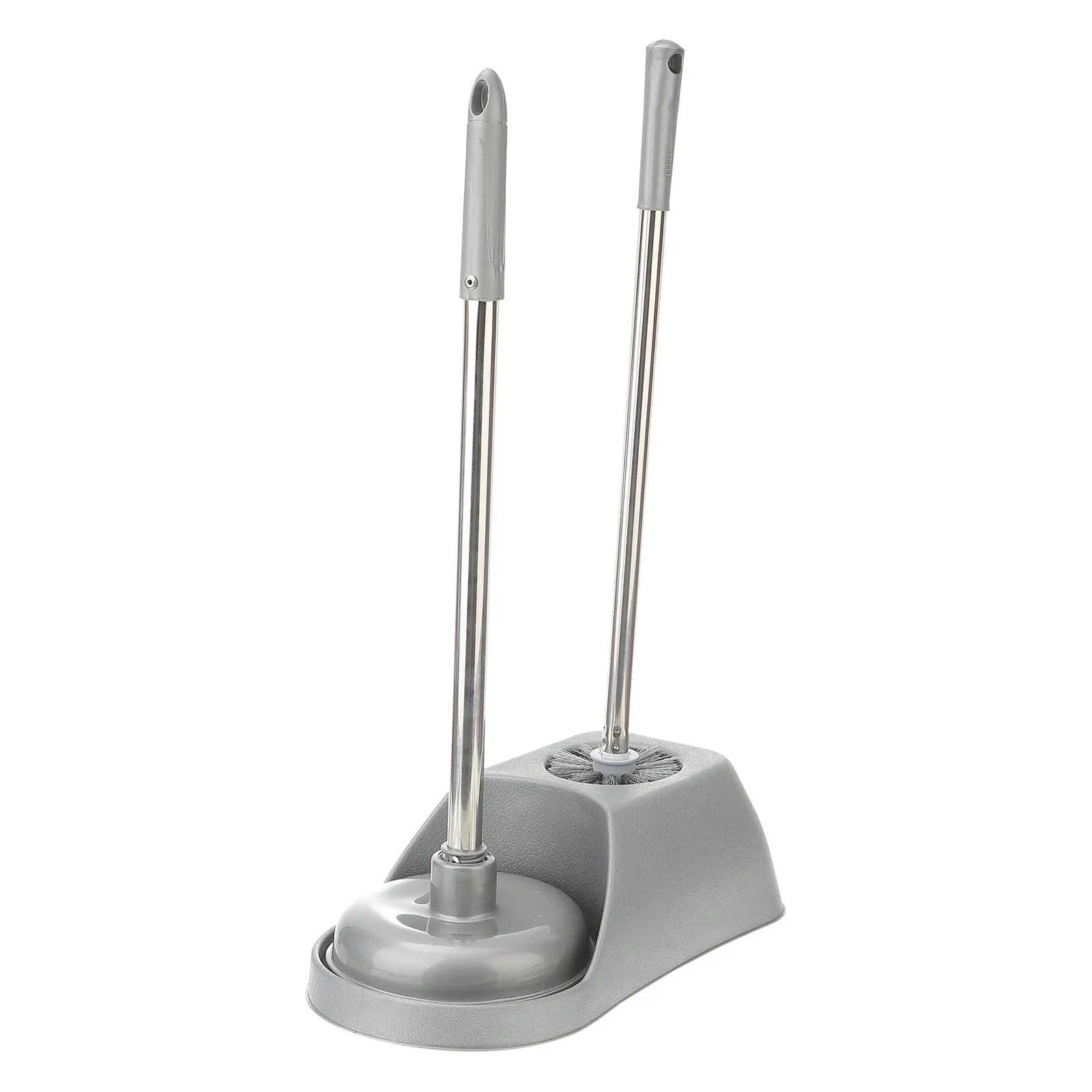 

1Set Ergonomic Toilet Brush and Plunger Set with Holder Soft Bristles Non Scratch Compact Bathroom Cleaning Tool for Home Use