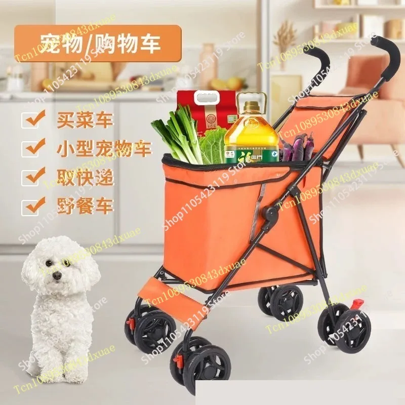 Shopping Cart Light Portable Folding Shopping Cart Trolley Trailer Trolley Camping Stall Pulling Goods Pick Up Express Trolley