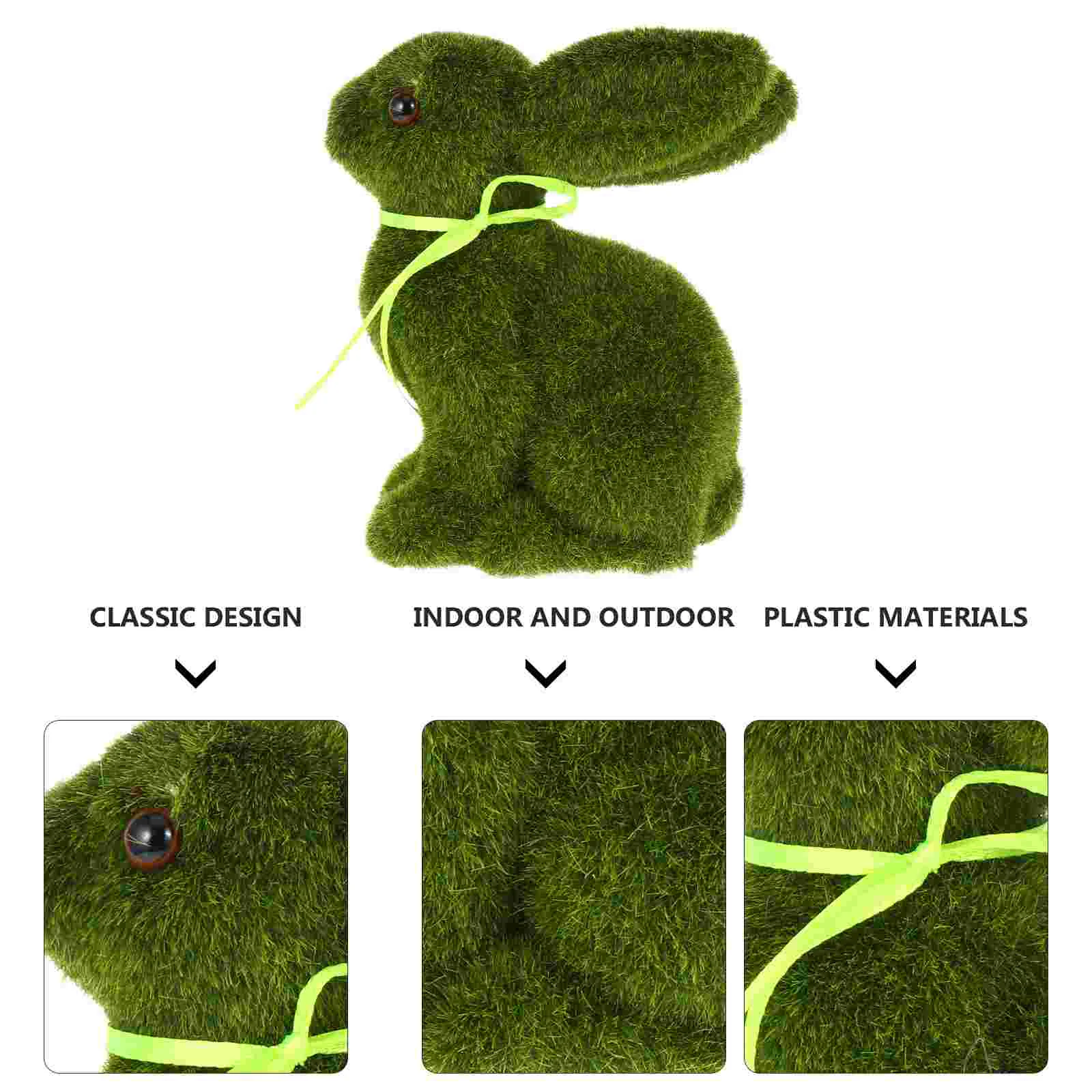 Easter Bunny Moss Rabbit Decor Bunnies Eggs Flocked Table Decorations Decorative Statue Outdoor Glass Artificial Small Figurines