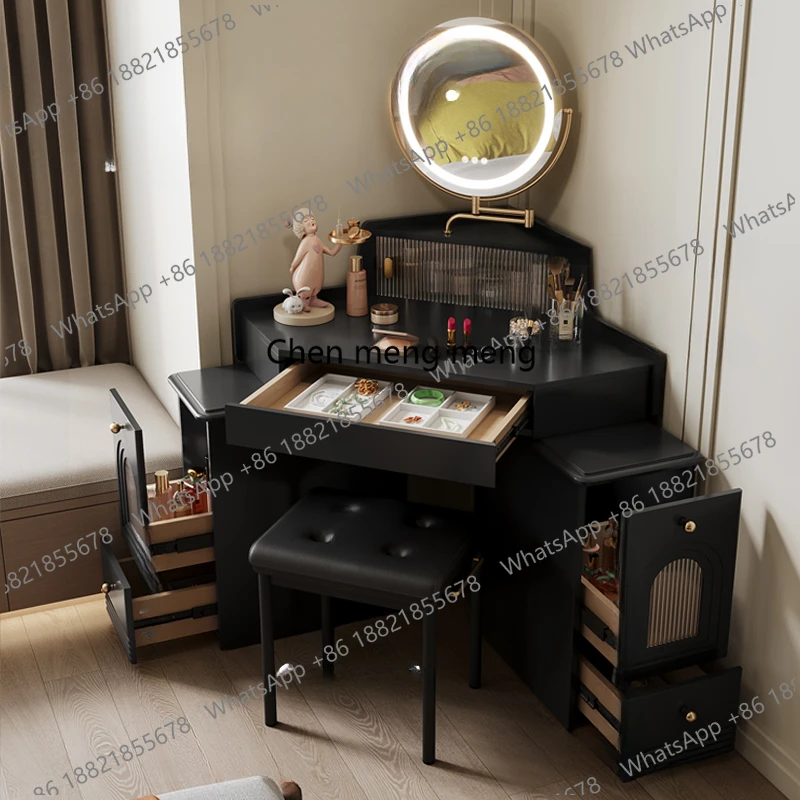 

Modern French Integrated Vanity Cabinet Makeup Corner Display Small Unique Dresser European Minimalist Coiffeuse Furniture Home