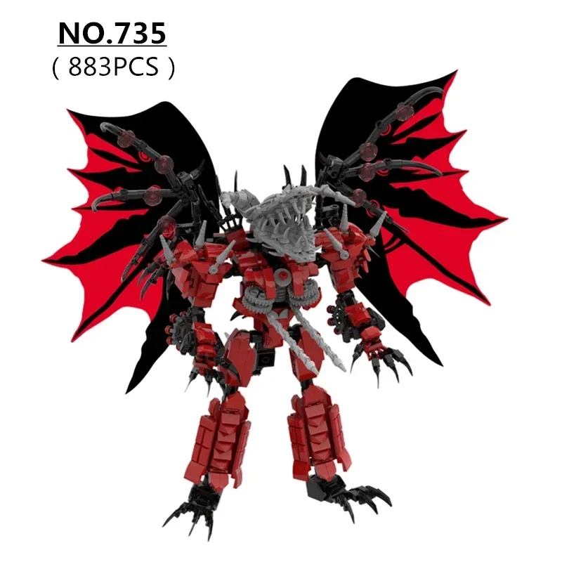 883-teiliges Set Neue Skibidi Toilette Aktualisierter Roter Titan-Bohrer-Drache Bausteine DIY Zusammengebaute Bausteine Spielzeug für Jungen Weihnachtsgeschenke