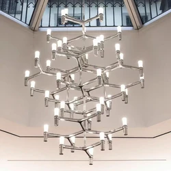 Crown Major Pendant lamp Nordic Tube chrome chandelier for Kitchen Hotel Living room Stairs Villa Luxury Designer Pendant light