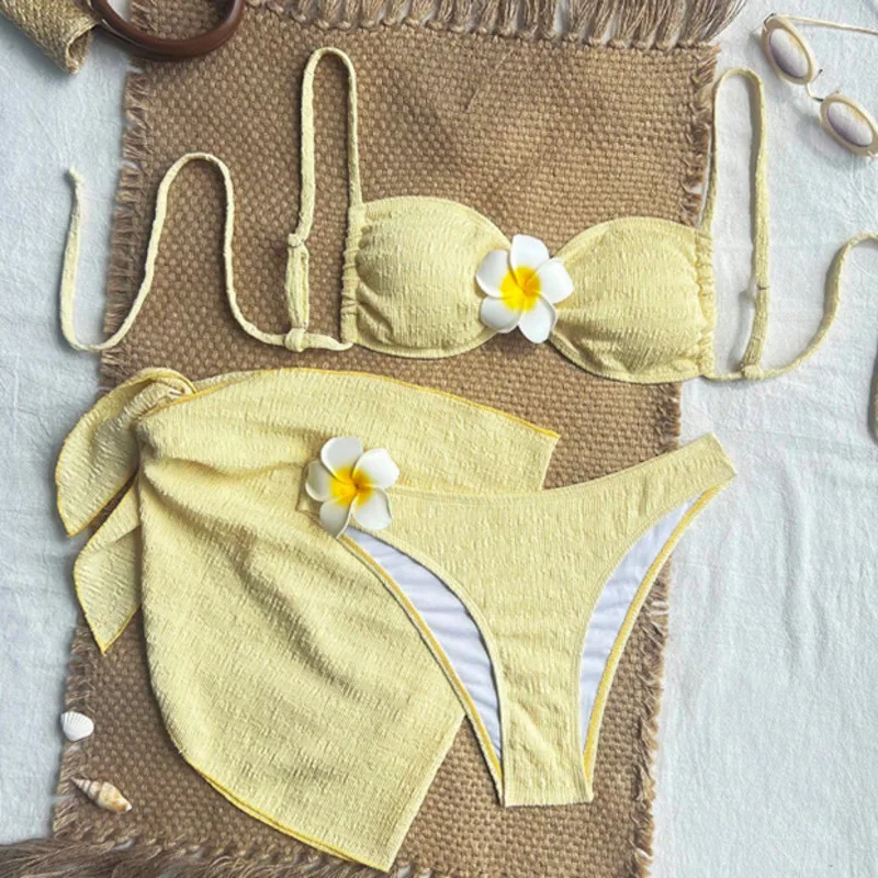 

Floral Sexy Bikinis Set Female Swimsuit Women Three-Piece Swimwear Beach Swim Wear Bathing Suits Brazilian Bikini Pool Bather