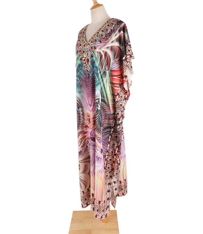 Sukienki kaftan damskie z rozcięciem bocznym, narzutka na strój kąpielowy, codzienna długa sukienka plażowa do noszenia na plaży lub w domu.