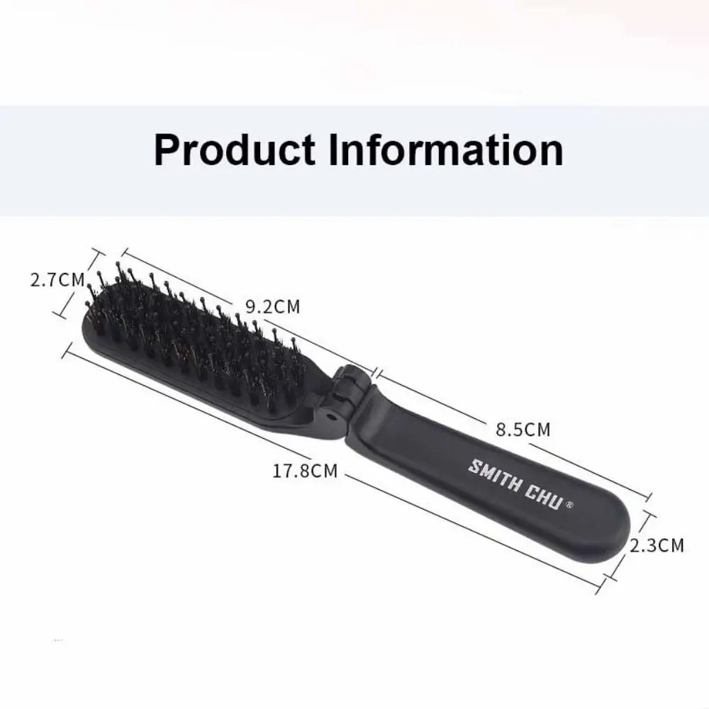 Portable Plastic Eyebrow Comb Straight Curly Hair Dual Use Pig Mane Folding Comb Beard Brush Massage Comb Straight Roll Comb