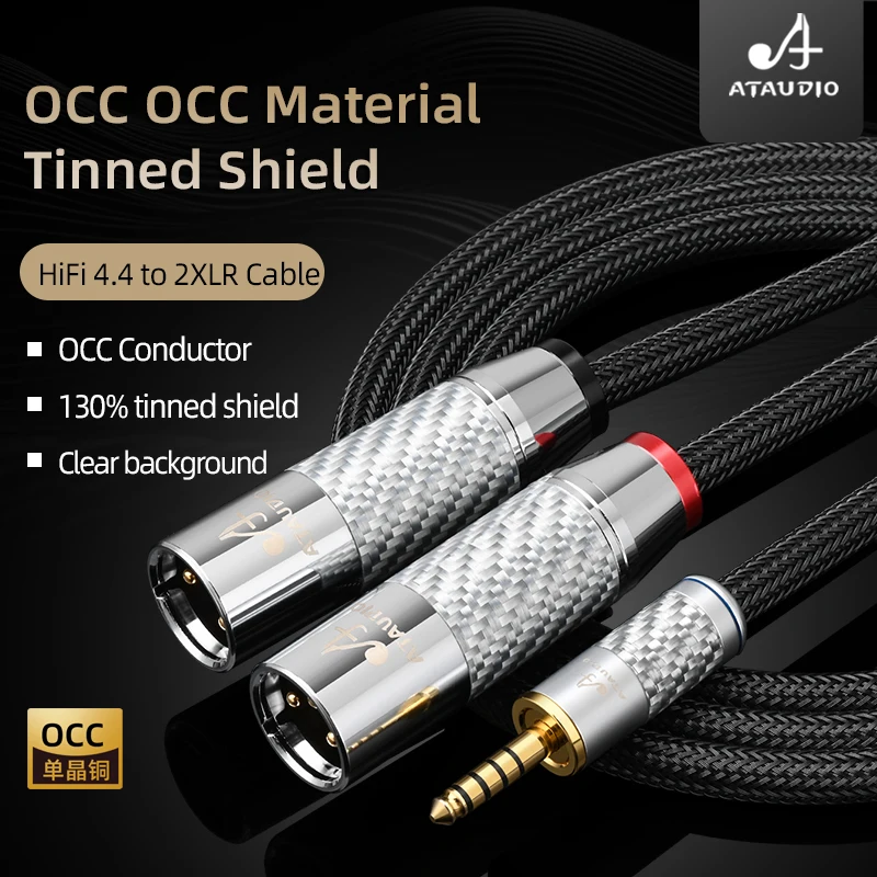 ATAUDIO HiFi 4.4mm to 2XLR Audio Cable Hi-end OCC Core 4.4mm Balanced to 2XLR Male/Female Adapter Cable for Amplifier Mixer