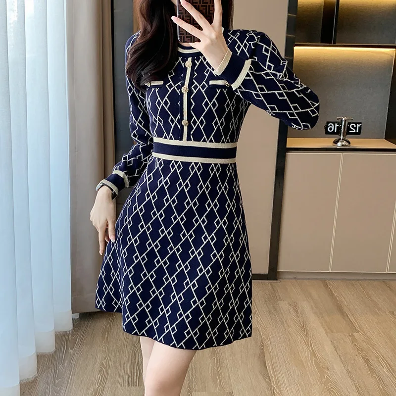 Autumn Women's Long Sleeved Dress High Quality Fashion Casual Commuter Knitted Dresses