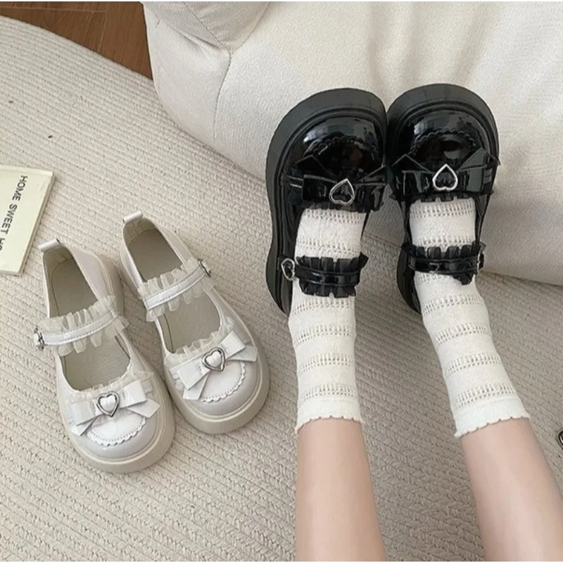 Nuevos Zapatos de Tacón con Hebilla para Mujer, Estilo Mary Jane, con Lazo de Mariposa, Plataforma, Punta Redonda, Casuales, para Primavera y Otoño