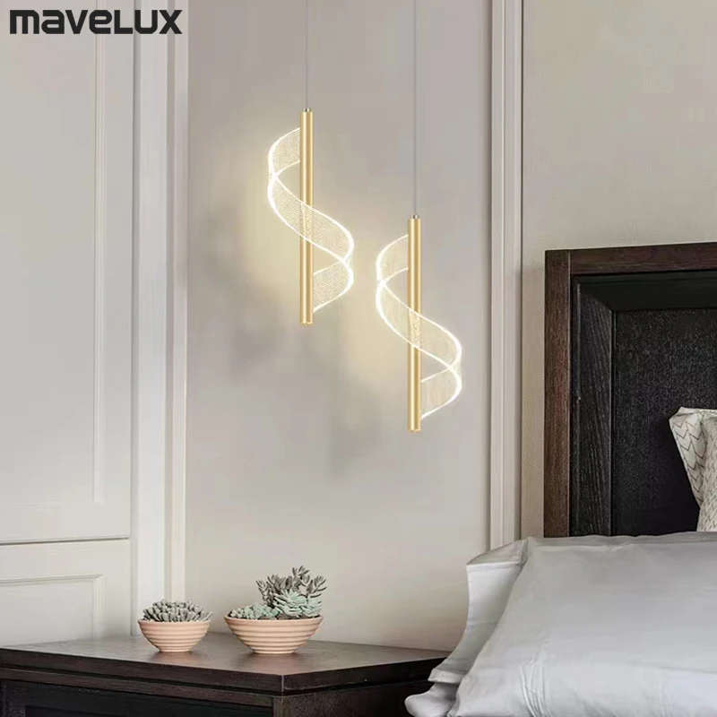 Bedroom Bedside Pendant light Acrylic Spiral modern simple Nordic luxury Drop lamps Home and Interior Decoration Lighting Fixtur