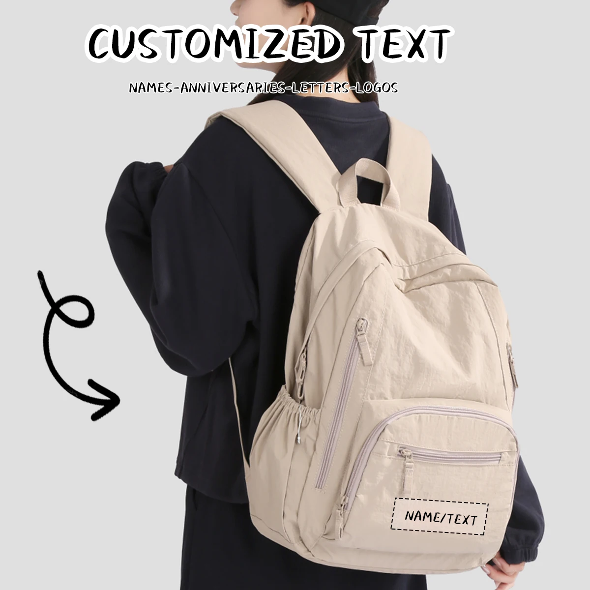 

Женский рюкзак с логотипом по индивидуальному заказу, оригинальный японский стиль, дорожный рюкзак в студенческом стиле, компьютерная сумка для студентов колледжа, сделай сам