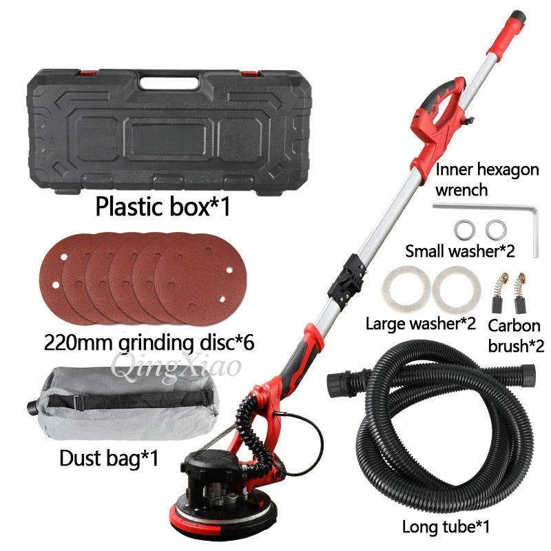 Wall Sander Self Vacuum Drywall Polisher With Extension Rod For Wall Putty Sanding Grinding Construction Renovation Equipment