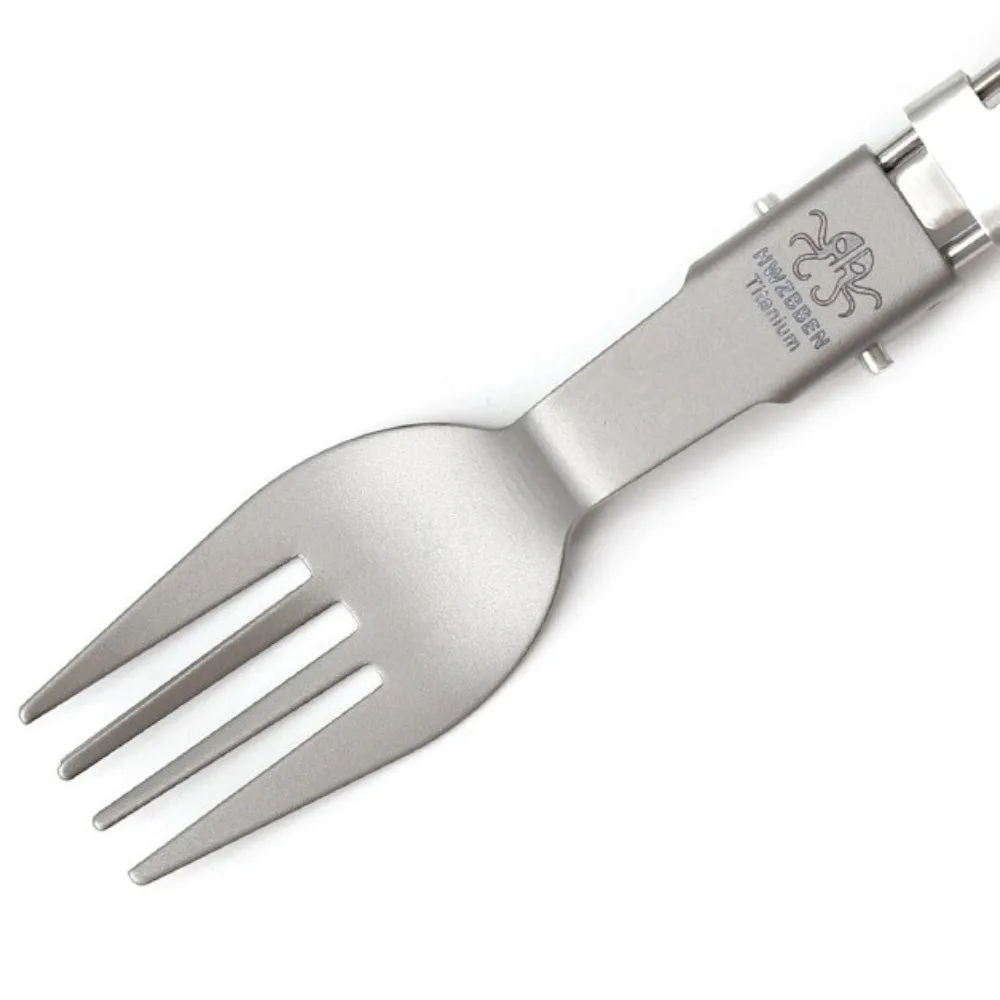 نصف مصقول التيتانيوم للطي سبورك خفيفة الوزن المحمولة التخييم شوكة ملعقة السفر كيت طوي مجموعة أدوات المائدة في الهواء الطلق