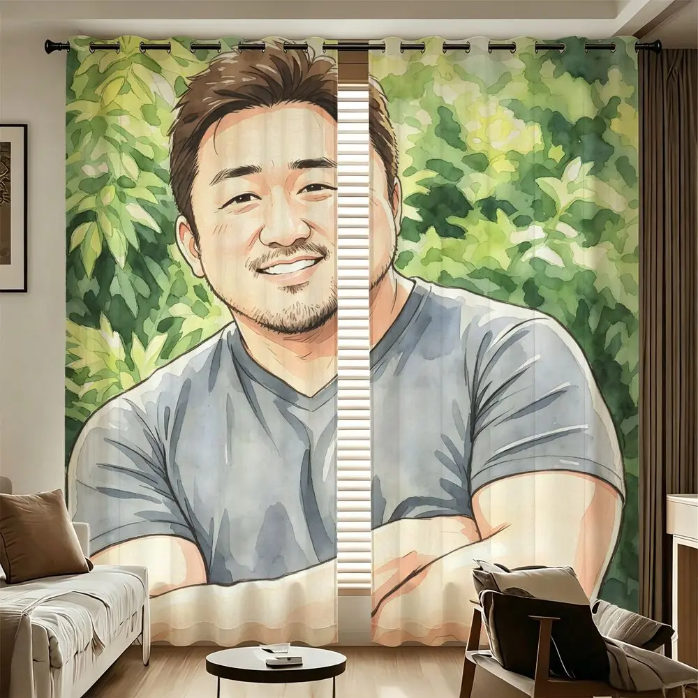 Greenery Man Curtains 2 Panels 85% Light Blocking Printed Curtains Darkening Curtains Decoration Curtains Living Room