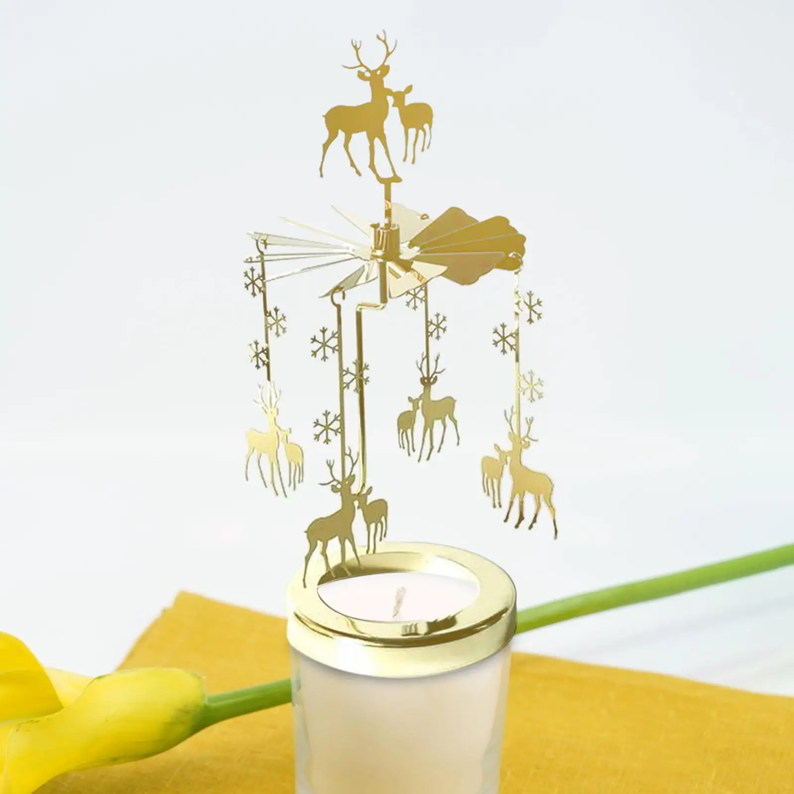 The Lid of Rotary Candle Holder with Reindeer Pendant Wedding Home Decor