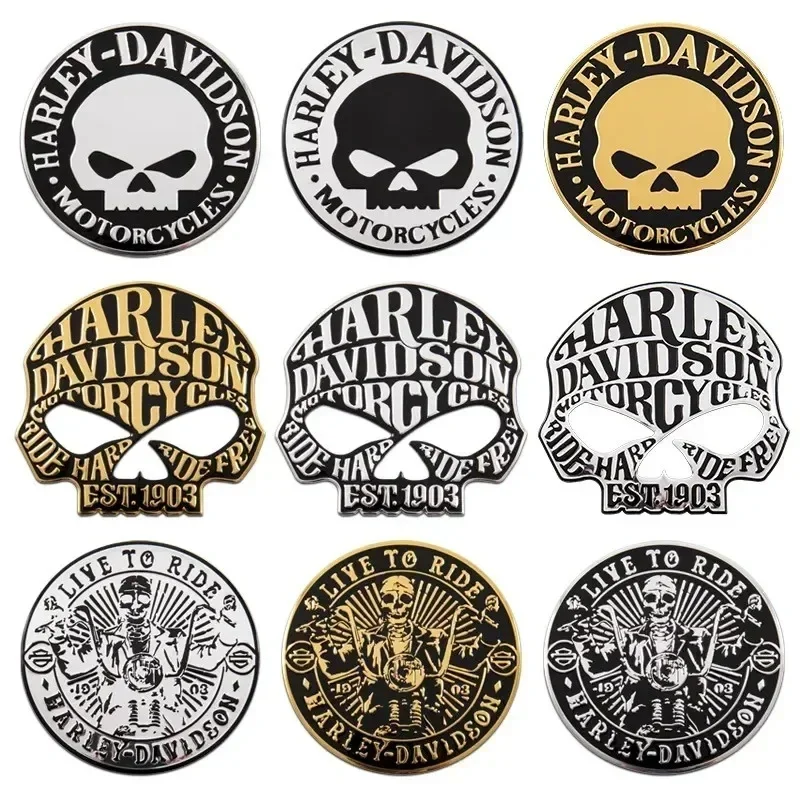Car Modification 3D Stereo Metal Sticker Skull Logo for Harley Motorcycle Personality Decorative Sticker Body Sticker Tail Label view 3