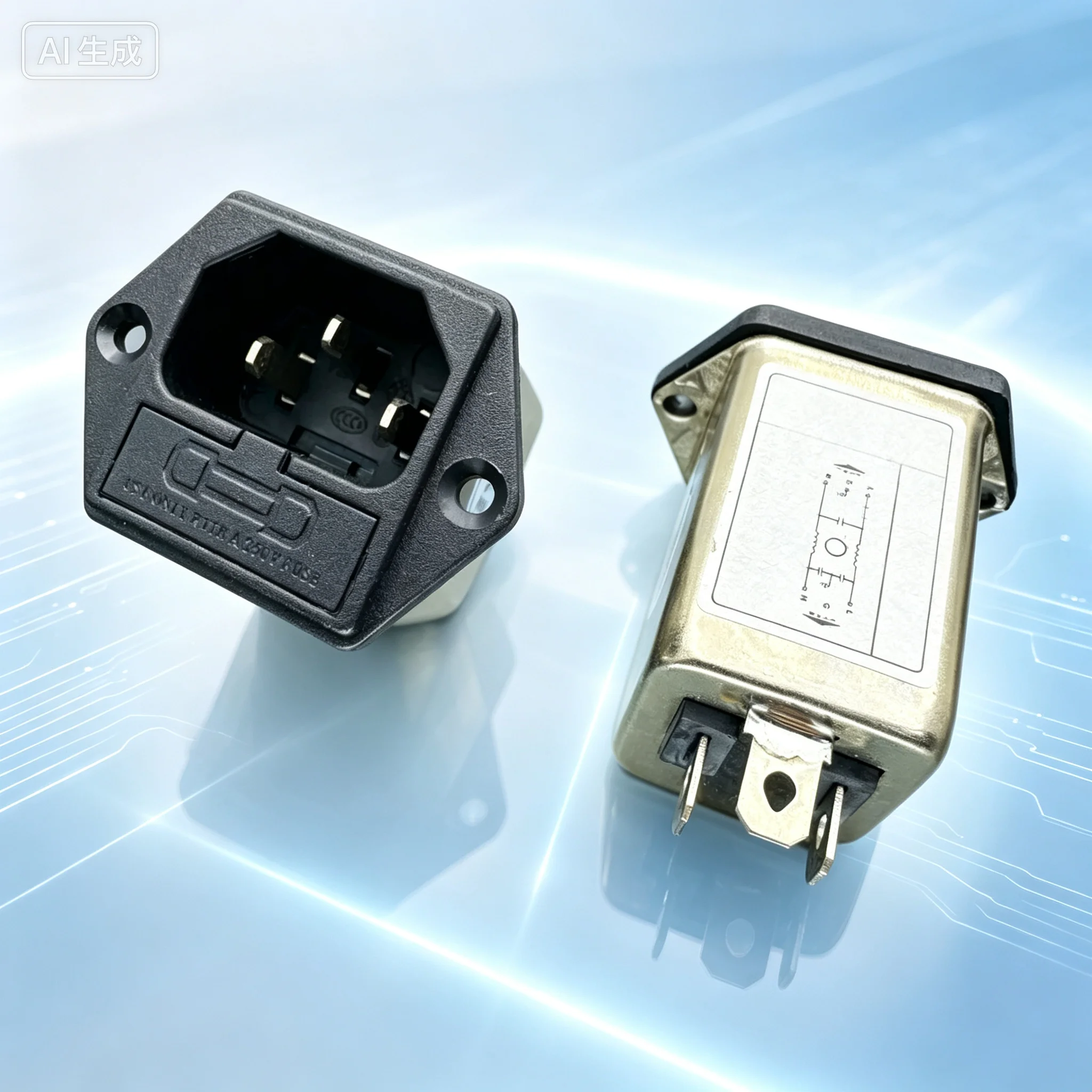 Genuine EMI Power Filter DA12-6A Socket Type Without Fuse 6A for DORESX  2pcs