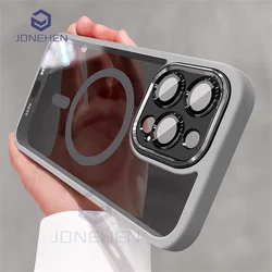 Magnetic Len Protector Shockproof Bumper For Magsafe Wireless Case For iPhone 16 15 14 13 12 17 Pro Max Acrylic Clear Cover