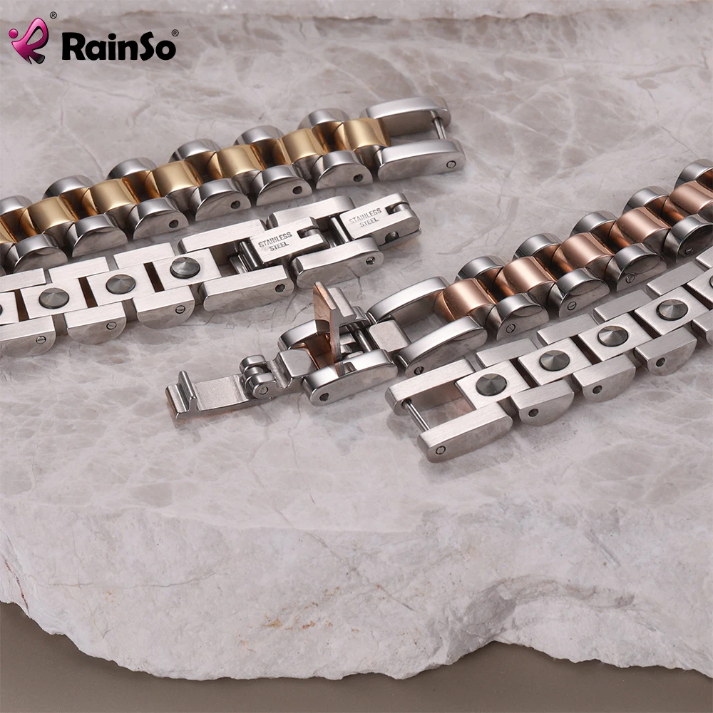 RainSo 99.999% Pure Germanium Bracelet for Women Korea Popular Stainless Steel Health Magnetic Germanium Energy Couple Jewelry