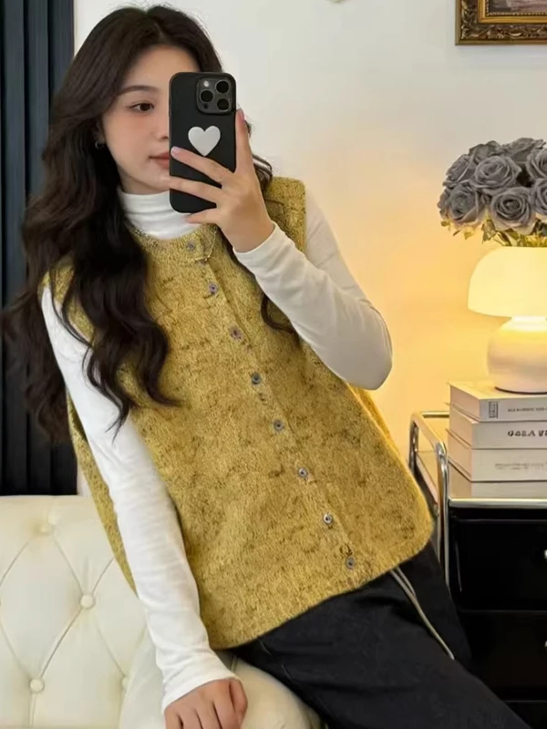 

Кардиган крупного размера 300 Pou, корейский, высококачественный, вязаный, с открытыми плечами, для весеннего слоистого образа, свободный свитер, повседневная одежда