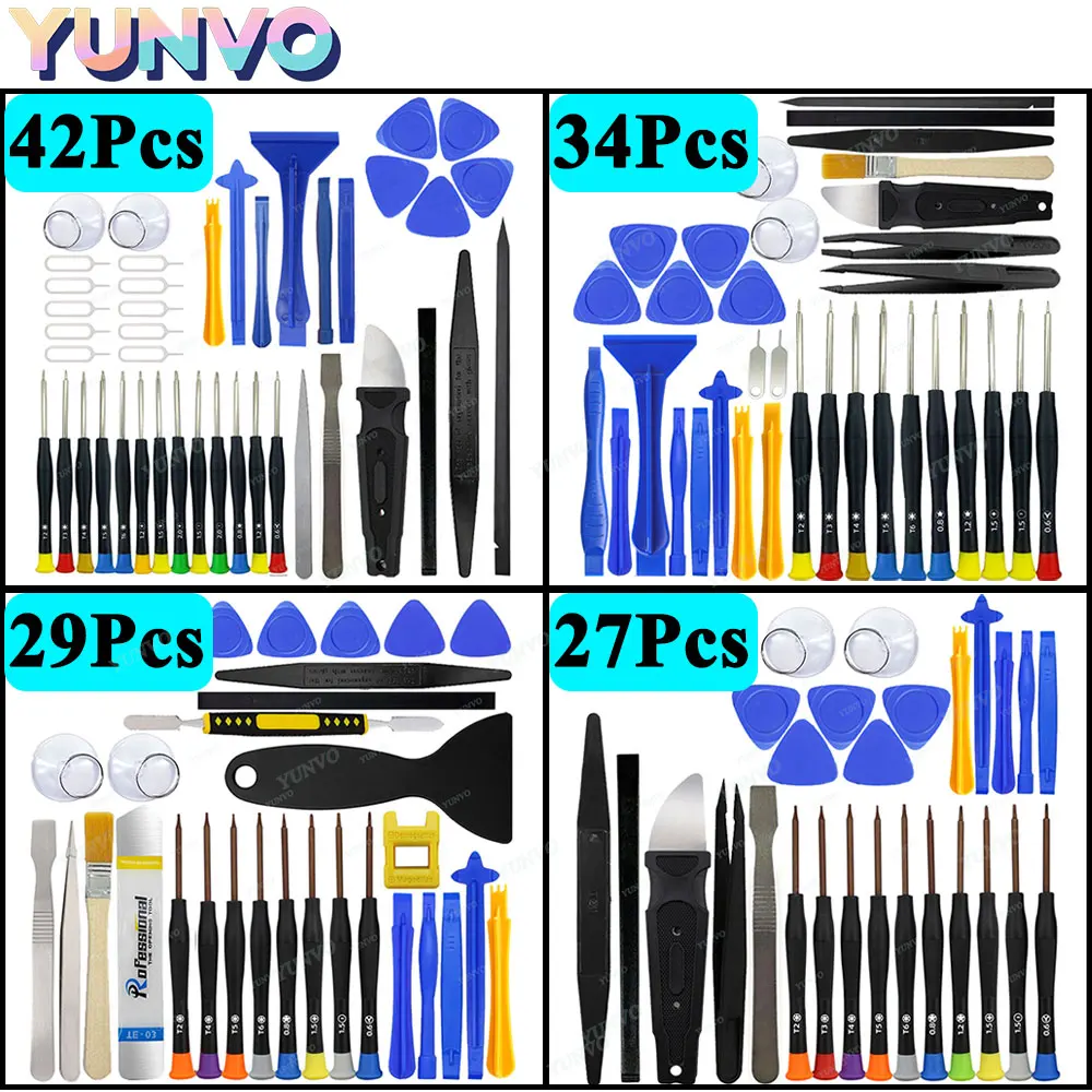 Kit de Ferramentas de Precisão para Reparo de Celulares, Chaves de Fenda, Ferramentas de Abertura e Ventosas para Desmontagem de iPhone, Samsung, Xiaomi, Laptop e PC