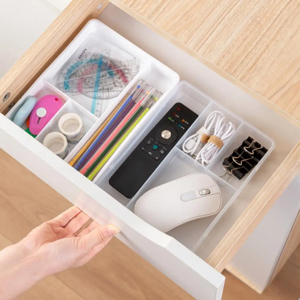 Home Supplies  Great Desk Drawer Stationary Storage Organizer Transparent Visible Storage Box Wide Application   for Office