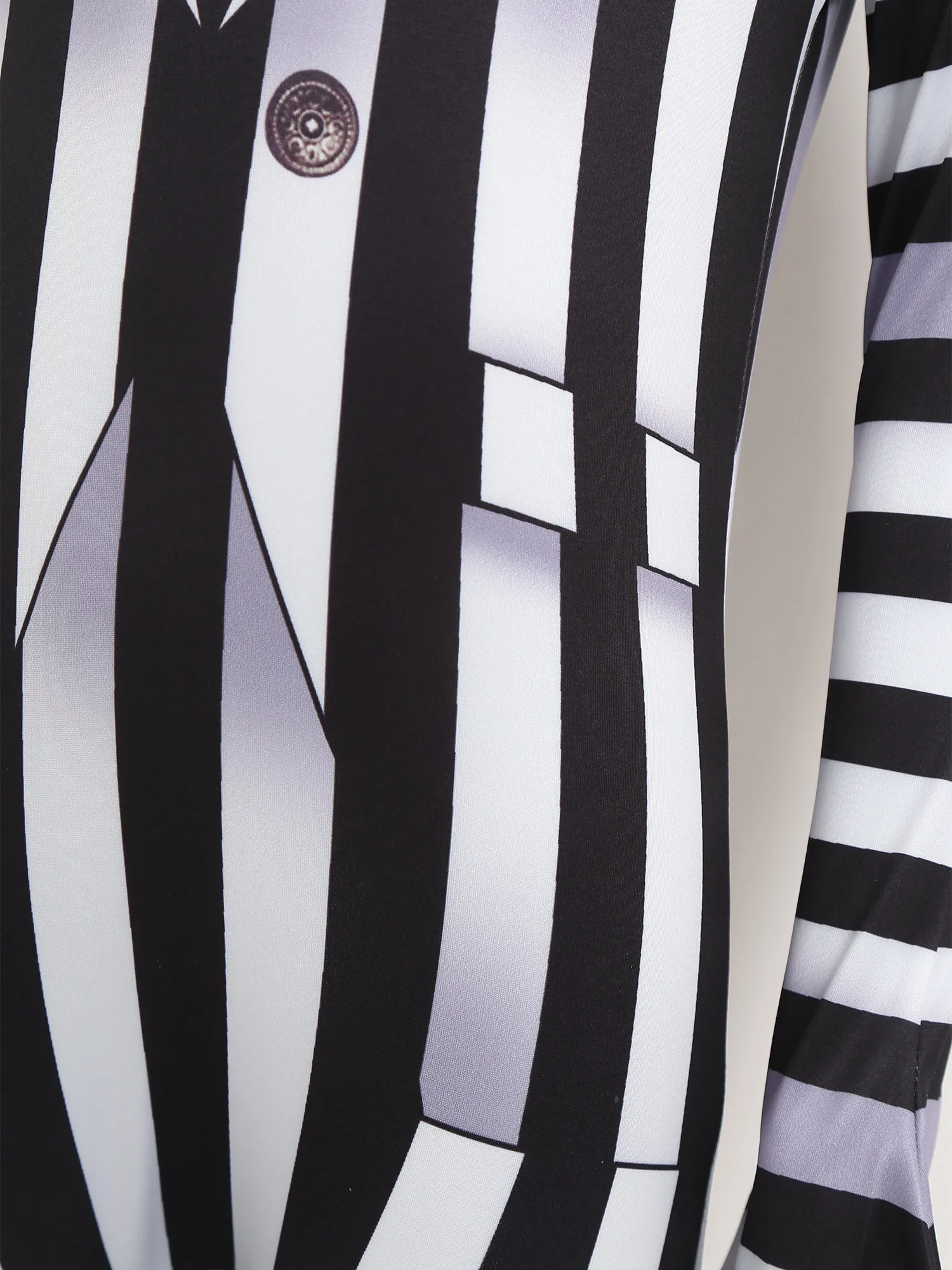 Kombinezon w czarno-białe paski dla dzieci, dziewczynek i chłopców, straszny kostium na Halloween, niewidoczny zamek z tyłu, idealny na imprezy tematyczne i karnawał.