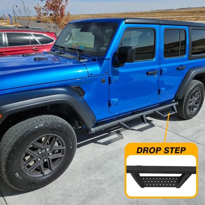 

Down Running Boards Compatible with Vehicle 20072018 Wrangler JK JKU Unlimited 4 Doors Textured Black