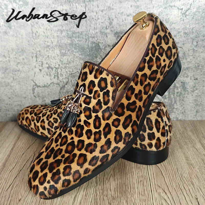 Mocasines de lujo para hombre, zapatos de leopardo hechos a mano, talla 6-14, zapatos de vestir informales para hombre, zapatos de cuero para banquete y fiesta de boda para hombre