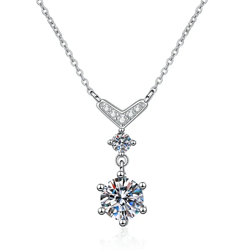 1ct D Color Moissanite Geometric Pendant Necklace for Women 925 Sterling Silver Lab Mosan Diamond Necklaces Pass Tester with Gra image 5