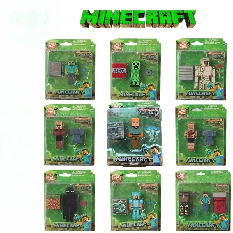 Minecraft Steve Action Figure Modello Ornamento Gioco Pixel Ender Dragon Doll Figure Kawaii Creeper Enderman Zombie Set Regali per bambini
