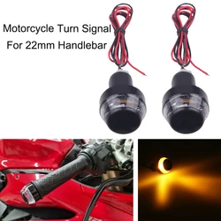 Señal de giro del mango de la motocicleta para manillar de 22mm, LED ámbar para motocicleta, barra de agarre amarilla, intermitente con lámpara de marcador E