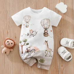 Newborn Baby Clothes animal print Fashion Infant Jumpsuit Toddler Short Sleeve One piece Pajamas unisex Bodysuit Summer Romper