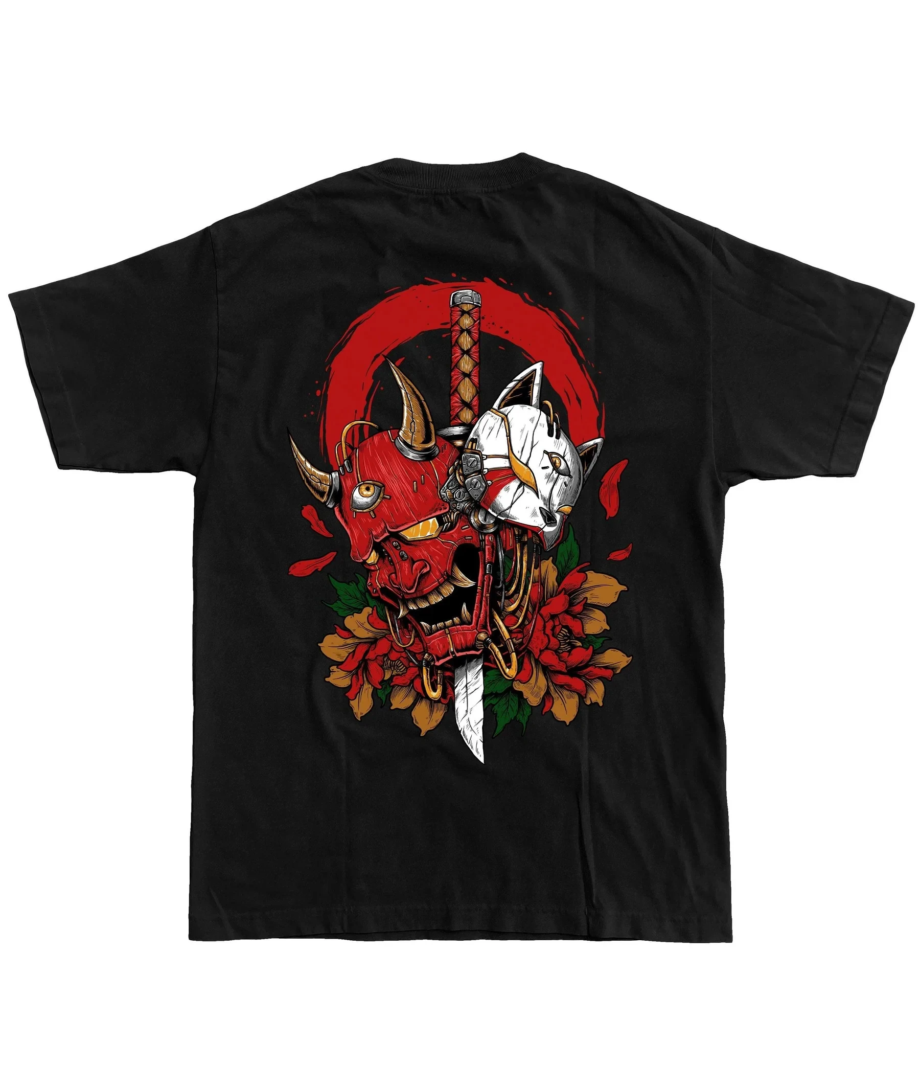 Camiseta negra en blanco, camiseta de Anime Oni, camisetas informales holgadas de algodón, ropa de calle de Hip Hop a la moda, ropa para hombre, traje para padres e hijos 100-4XL
