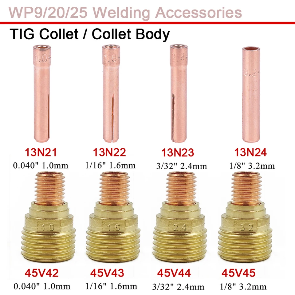 1.0/1.6/2.4/3.2mm TIG Small Collet Collet Body Gas Lens 13N21