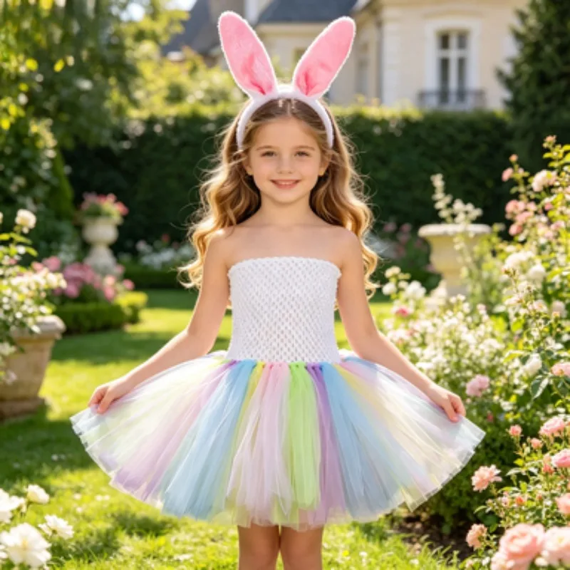 Little girl's multi-layer tulle dress, cute style outfit, kids' party and performance clothes, suitable for daily casual wear