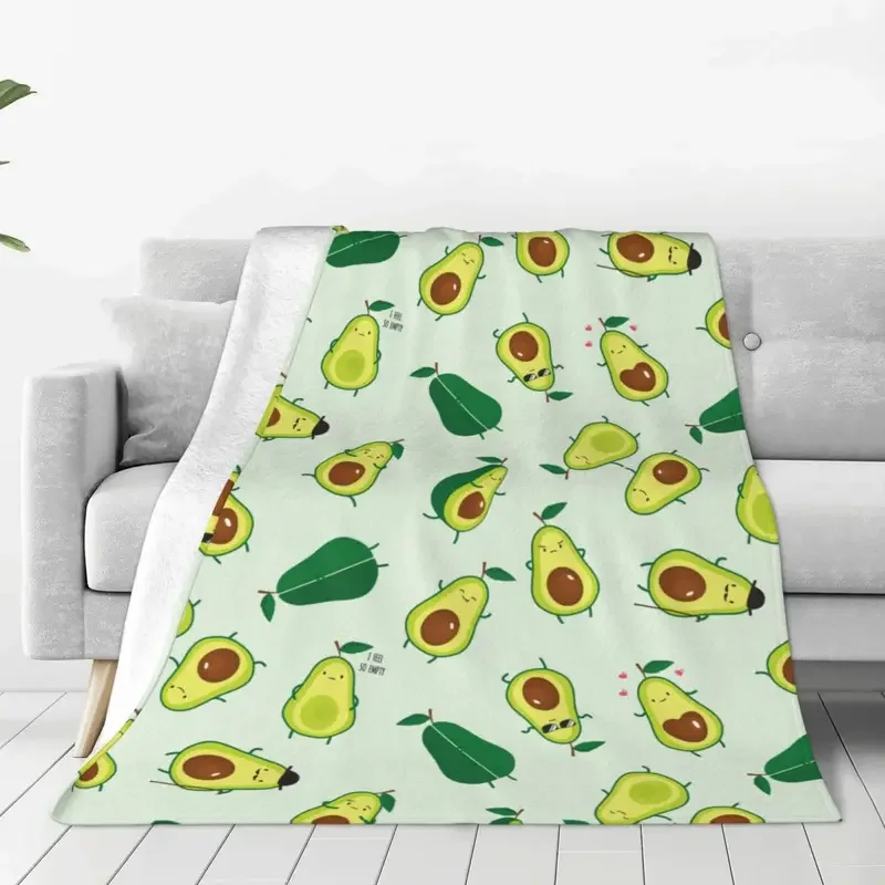 

Cute Green Avocado Flannel Throw Blankets Avocados Lover Blankets for Home Outdoor Ultra-Soft Plush Thin Quilt