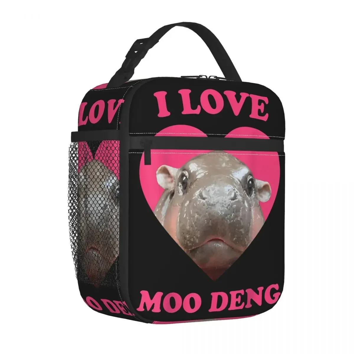 

I Love Moo Deng Famous Baby Pigmy Hippo Insulated Lunch Bags Portable Lunch Container Thermal Bag Lunch Box Tote School Outdoor