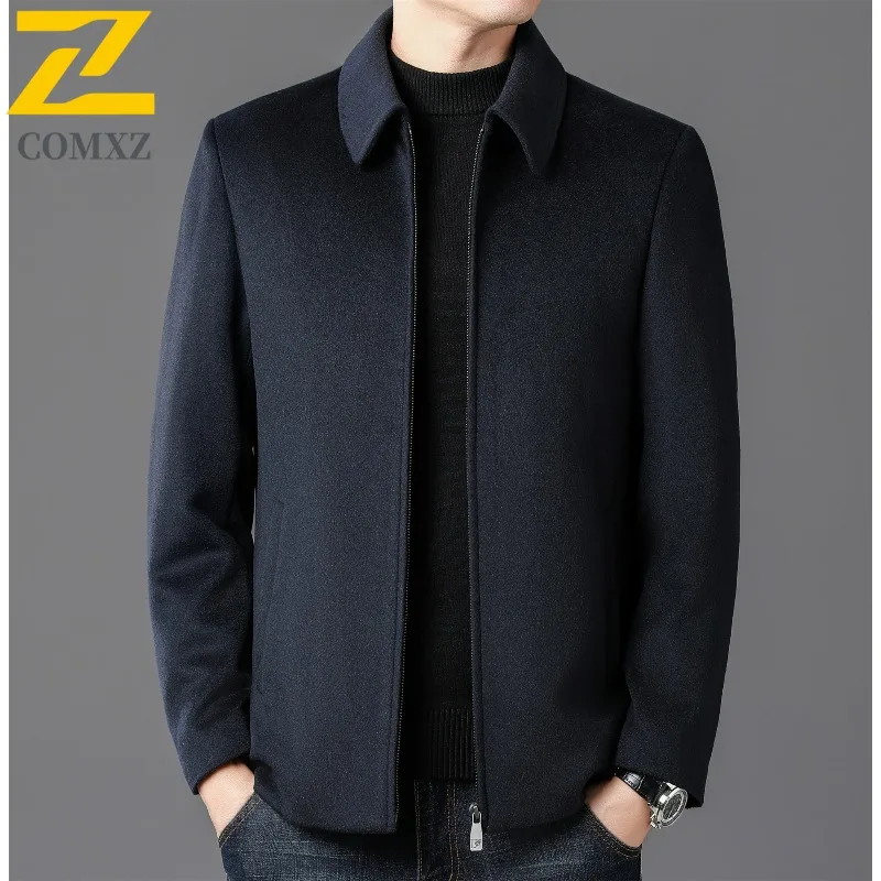 

Premium Office Wear Men Wool Blend Jacket Enhanced Warmth Stand Collar Anti-Pilling Lightweight Construction Outdoor Winter Coat
