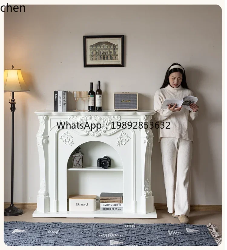 zz all solid wood carved fireplace cabinet simulation fire fireplace decorative cabinet, integrated