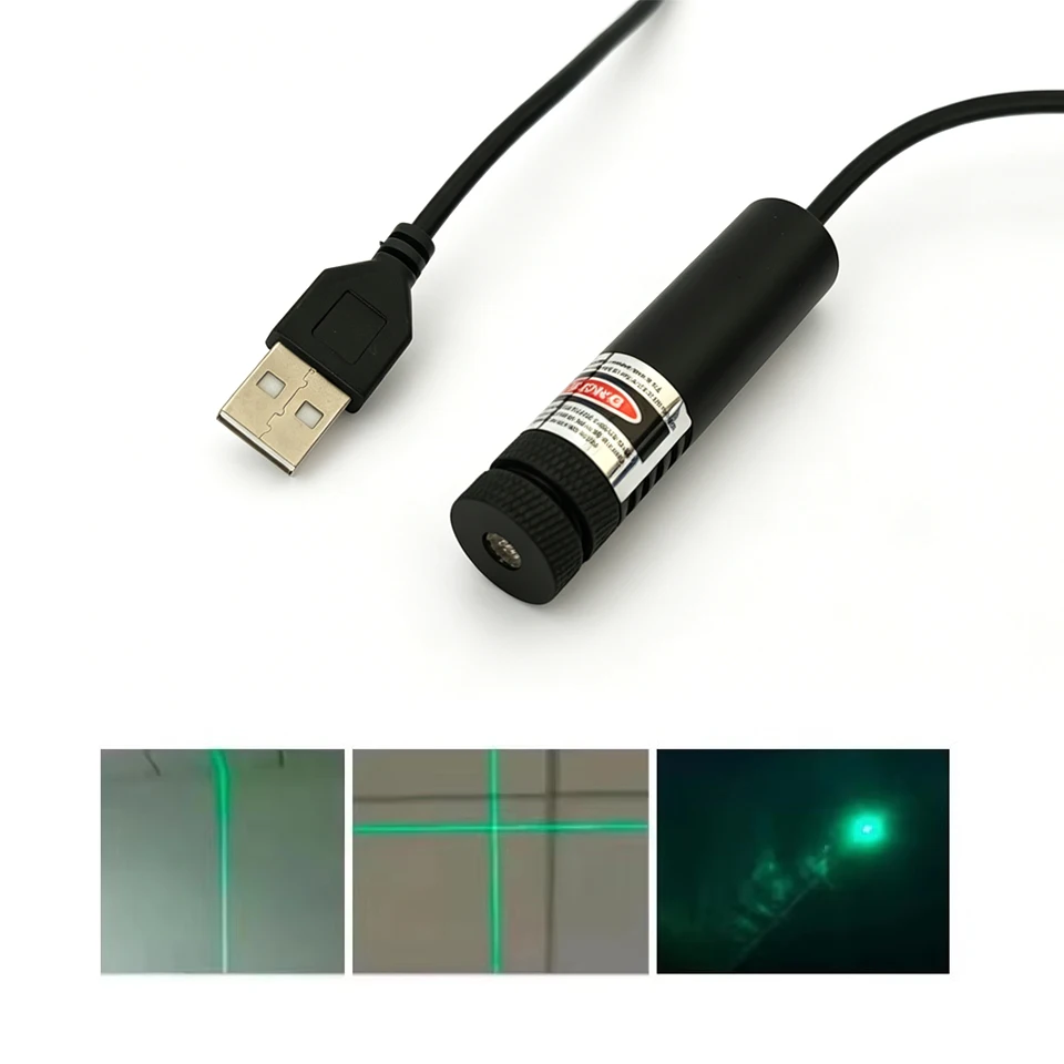 USB 100mW Green Dot/Line/Cross Focusable 520nm Laser Diode Module 5V Woodwork Locator